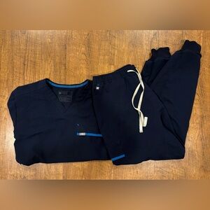 Figs Scrub Set Mens XL Navy Blue Top Cargo Pants Technical Collection